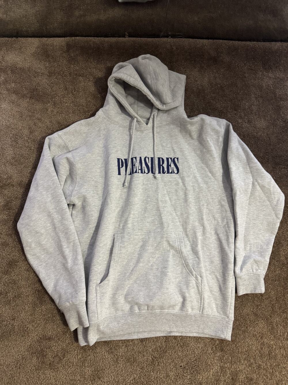 Pleasures Tickle Logo Pullover Fleece Hoody CD4 Heather Grey Large